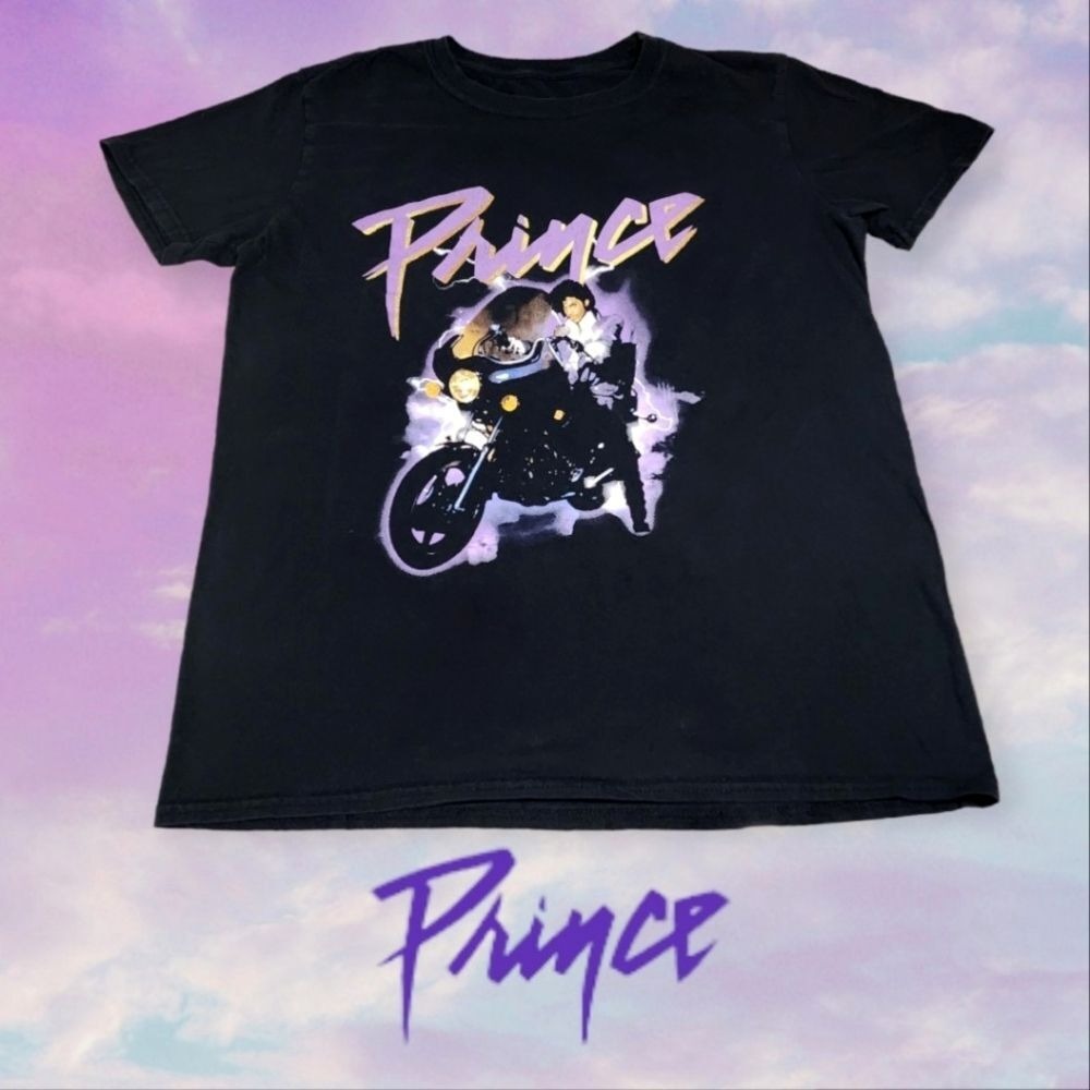 Prince Unisex Purple Rain Motorcycle Graphic T-Shirt Black Small